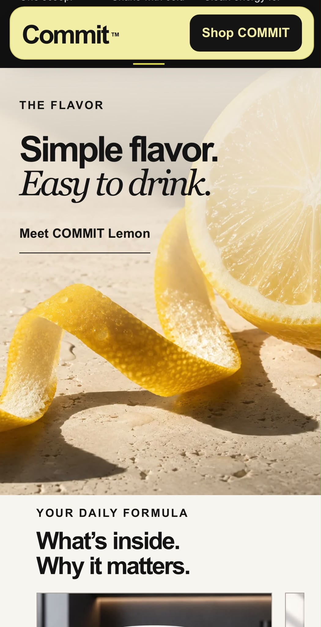 Commit lemon flavor landing page