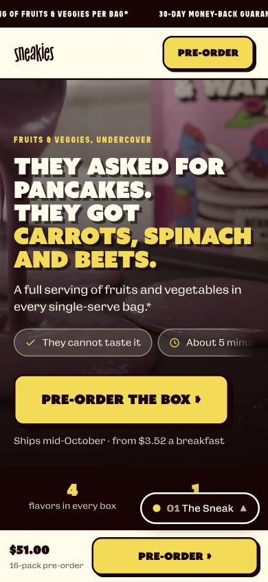 Sneakies landing page